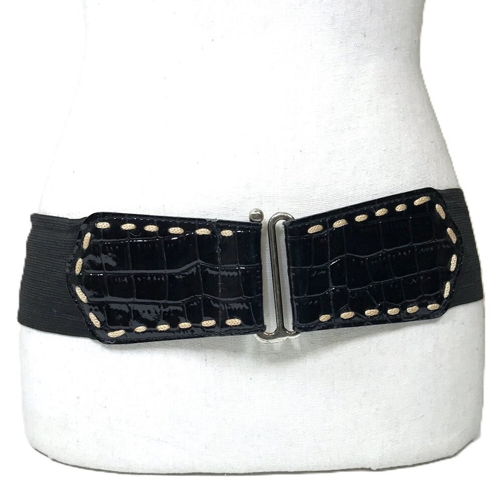 Vintage Hip Belt Black Stretch 80s 90s Belt Size 7 Size 8